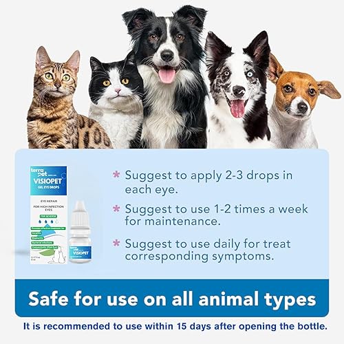 Miniatura 8 de TERRAPET Visiopet - Gotas para los ojos de mascotas para perros, gatos, ganado, ovejas, caballos, pájaros, 18 oz 0.2 fl oz