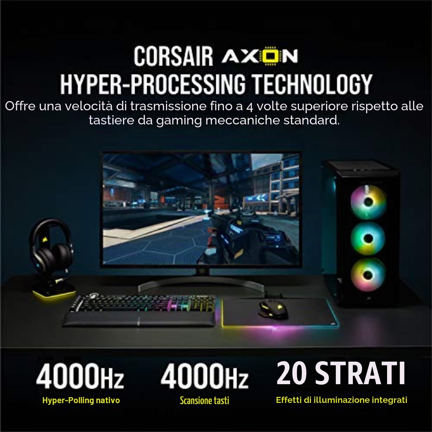 CORSAIR K100 RGB TECLADO USB QWERTZ HOLANDÃ‰S NEGRO