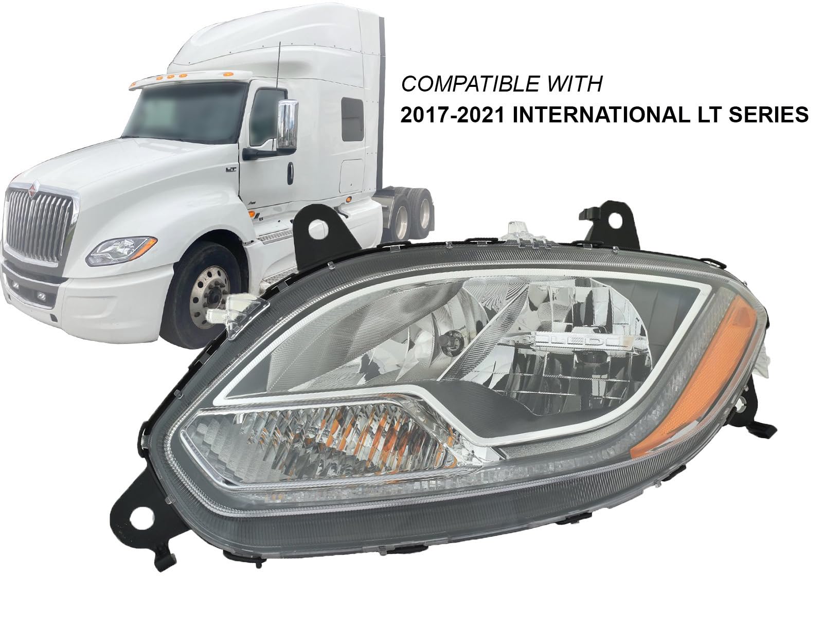 Auto Parts Avenue APA Replacement Headlamp with LED for 2017-2021 International LT Series Driver Left LH Side 4049967C95