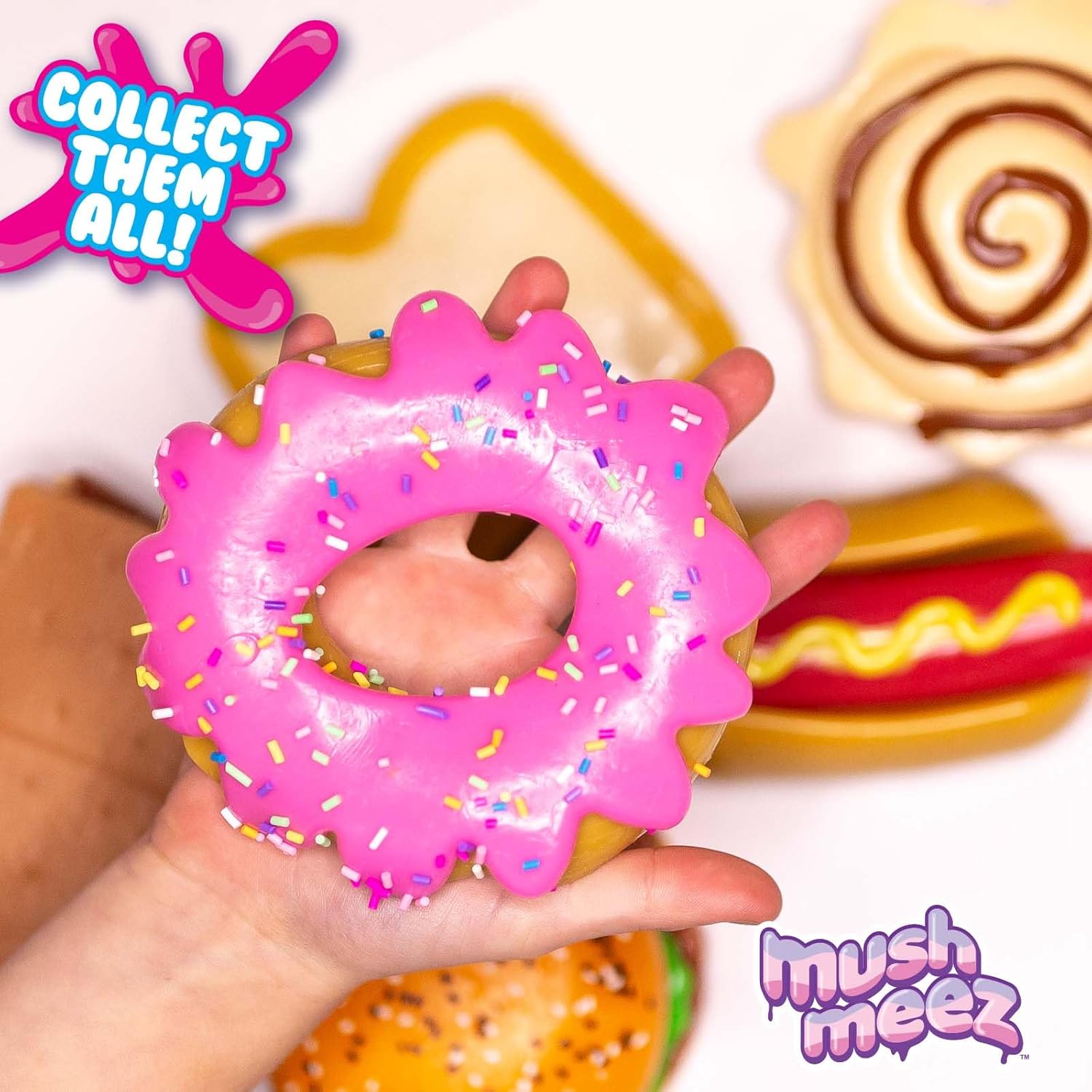 Taba Squishy - Donut (Jumbo) Large, 3.5" Super Soft & Sticky Layered TABA Squishies - Squish, Squeeze, Great for Stress Relief - Sensory / Fidget Play Food Squishy Toys for Kids and Adults