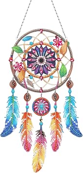 Diamond Dream Catchers Kit, Hanging Diamond Art, DIY Kit for Home Wall & Window Decor, Handmade Craft for Room Decoration Nature