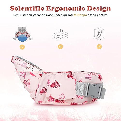 Miniatura 3 de Portabebés de cadera para bebés de 0 a 36 meses (0-66 libras). Cintura ajustable, malla transpirable y seguridad mejorada, opciones de transporte
