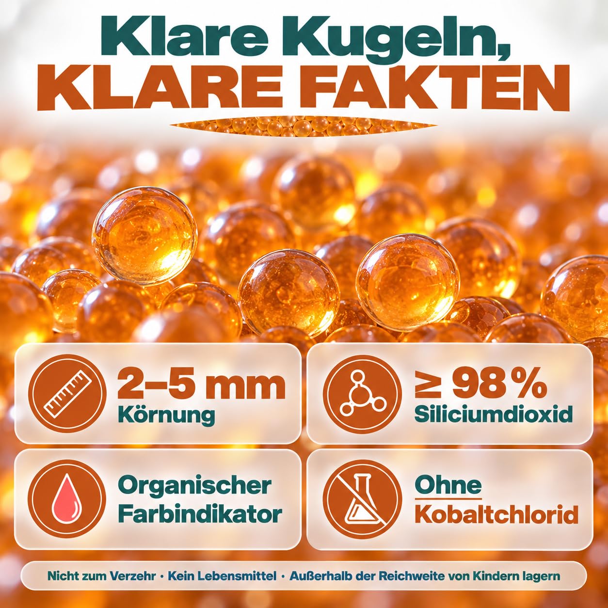GiDeli Silica Gel Kugeln Orange, Feuchtigkeitsabsorber, 20kg