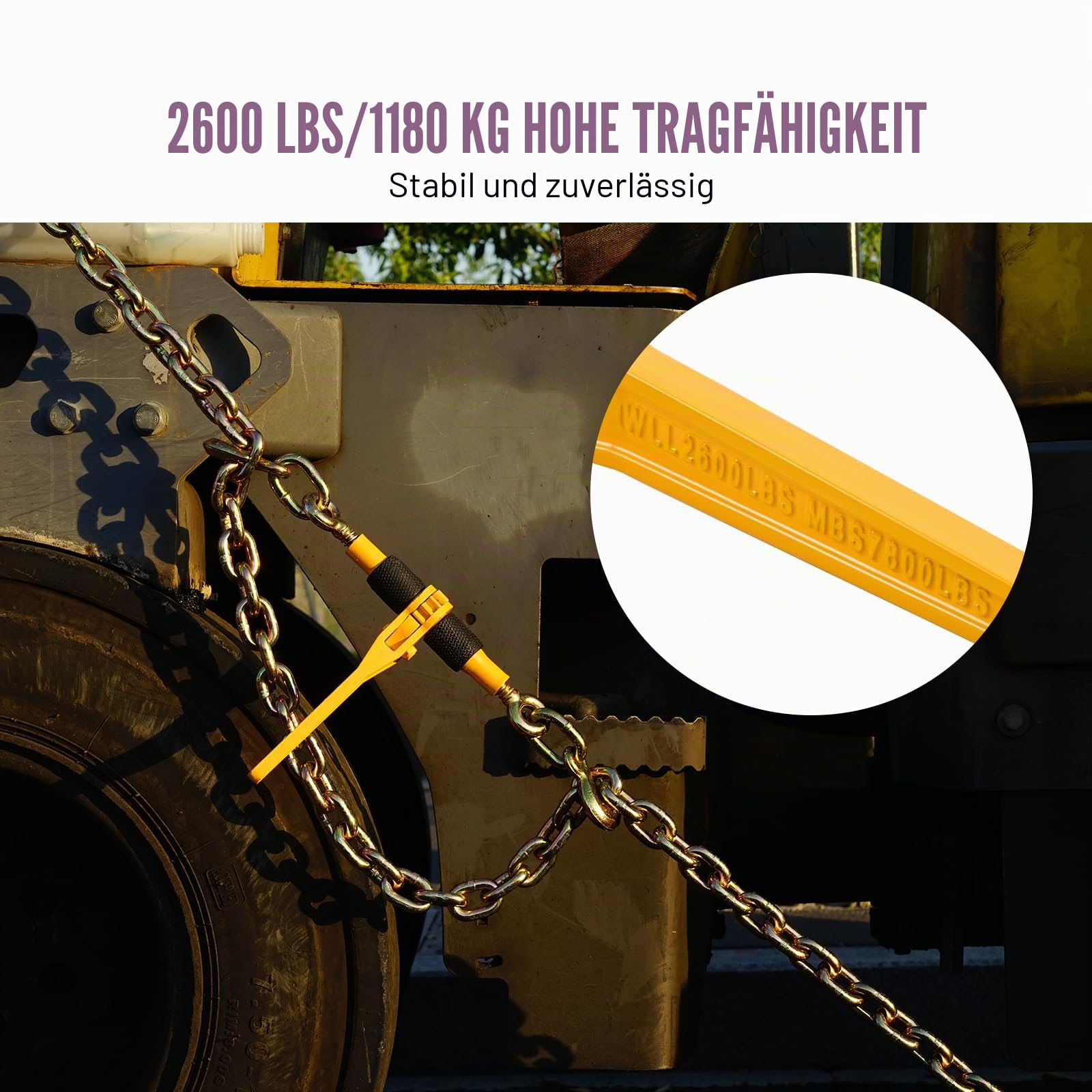 VEVOR Ratschenlastspanner, 6,3-8 mm, 1180 kg sichere Arbeitslast, 4er-Set Lastbinder mit 2 Greifhaken, Kettenspanner für Transportketten, Hochleistungs-Abschleppketten-Ratschenkettenbinder