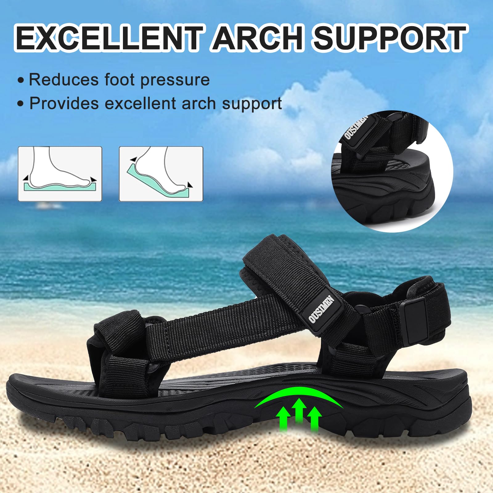 SYKT Sandales Trekking Homme Randonnée Plage Sport Léger