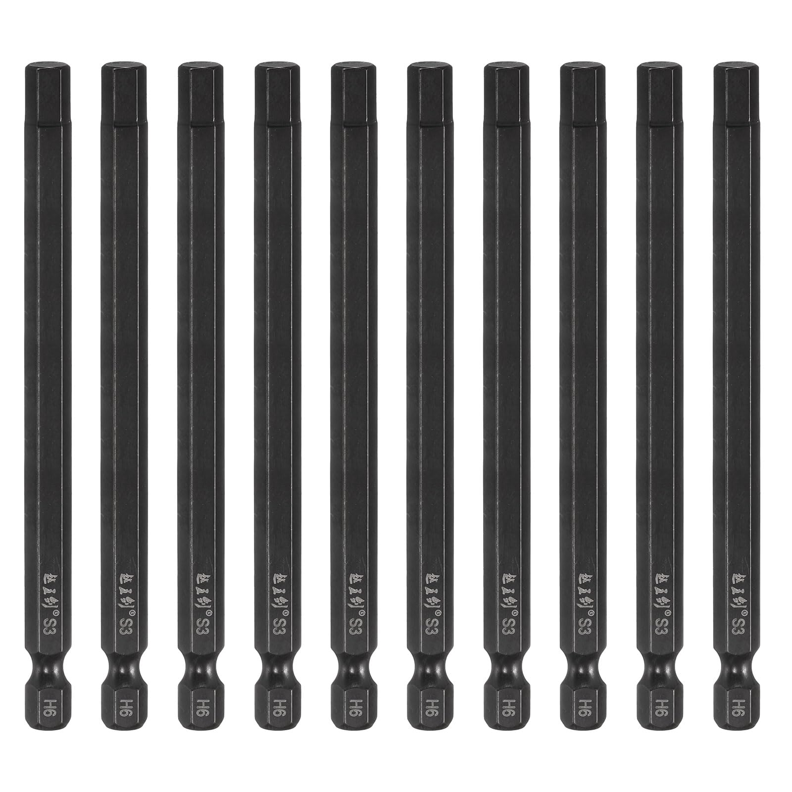 Brocas hexagonales H6 de 6 mm y 100 mm de largo vástago de 1/4 pulg de acero S3