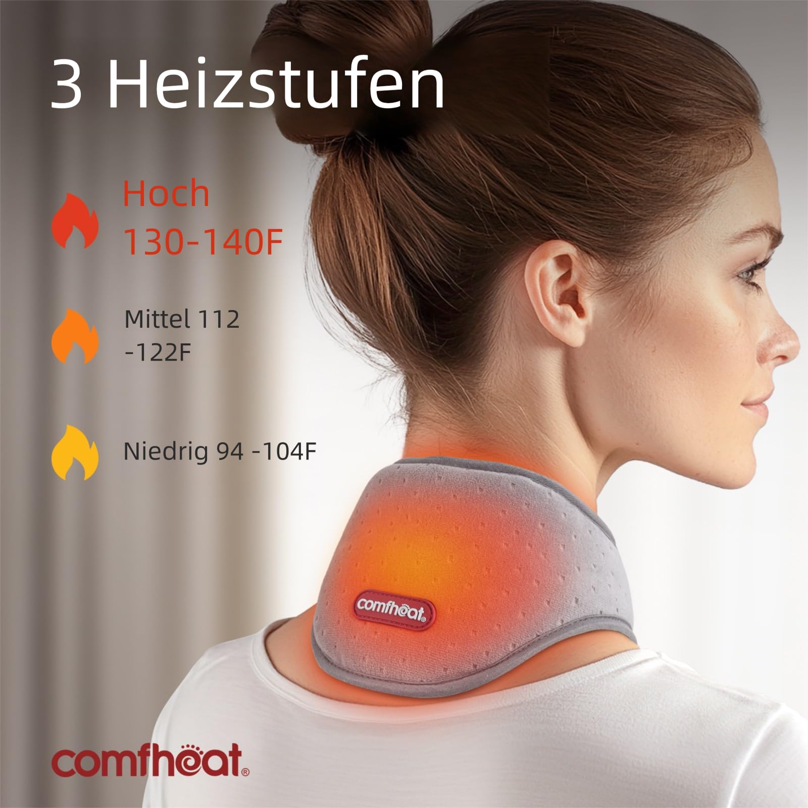 Portable Neck Heizkissen mit Vibrationsmassage für Nackenschmerzen Relief, wiederaufladbare Nackenwärmer für Soreness Stiffness, 3 Stufen Wärme & Massage, 3000mAh Akku enthalten
