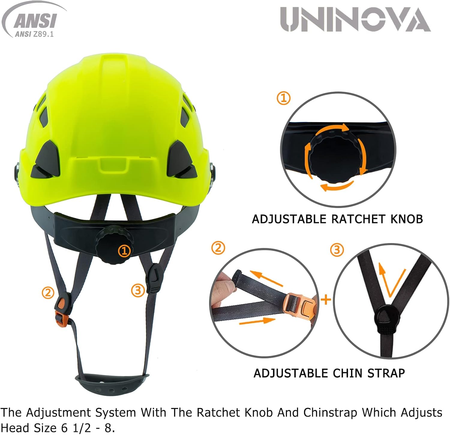 Safety Hard Hat - ANSI Z89.1 Approved Helmet Adjustable - 6-Point Ratchet Suspension & OSHA Hardhats