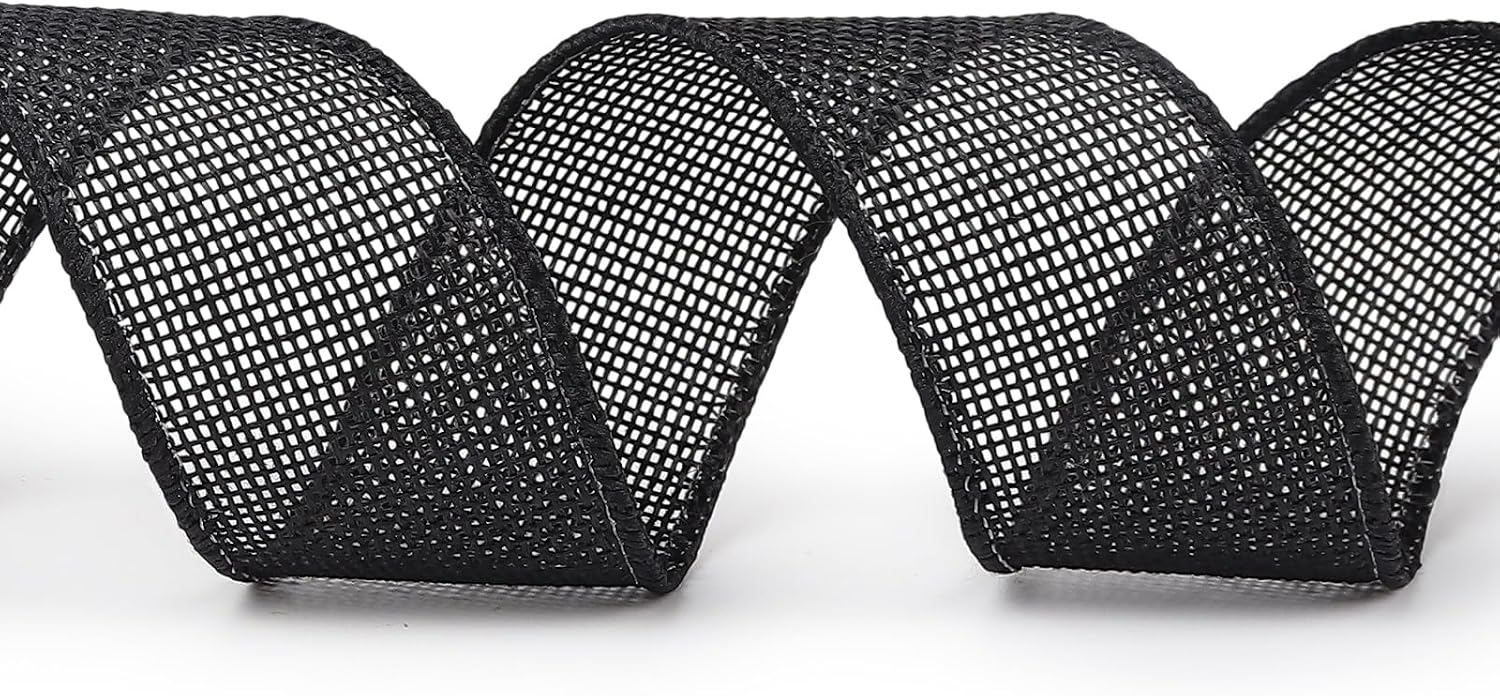 Black Burlap Wired Ribbon, 1.5 Inch × 10 Yard image 3