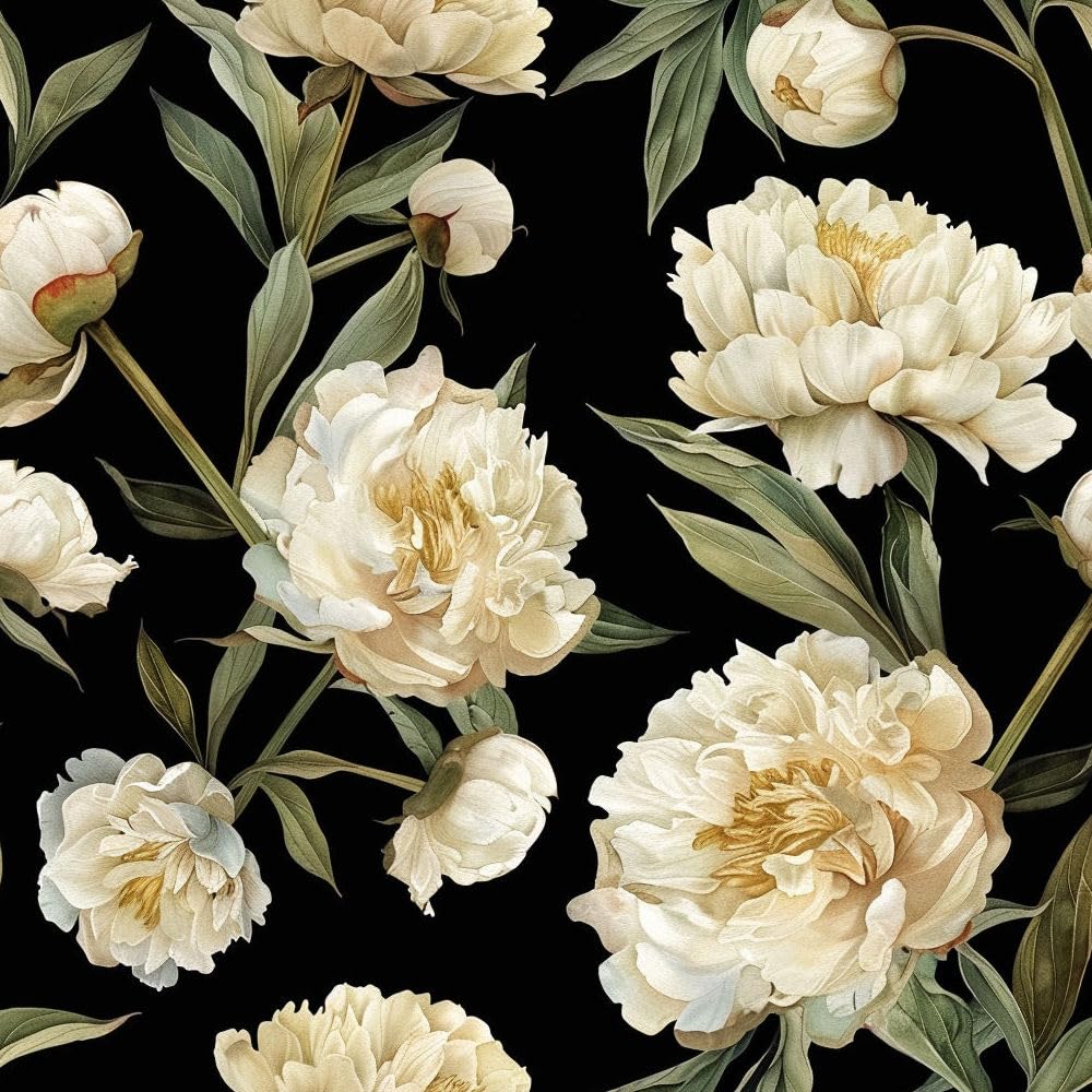 Papier peint pivoine noire amovible pour relooker un mur sans abîmer la peinture
