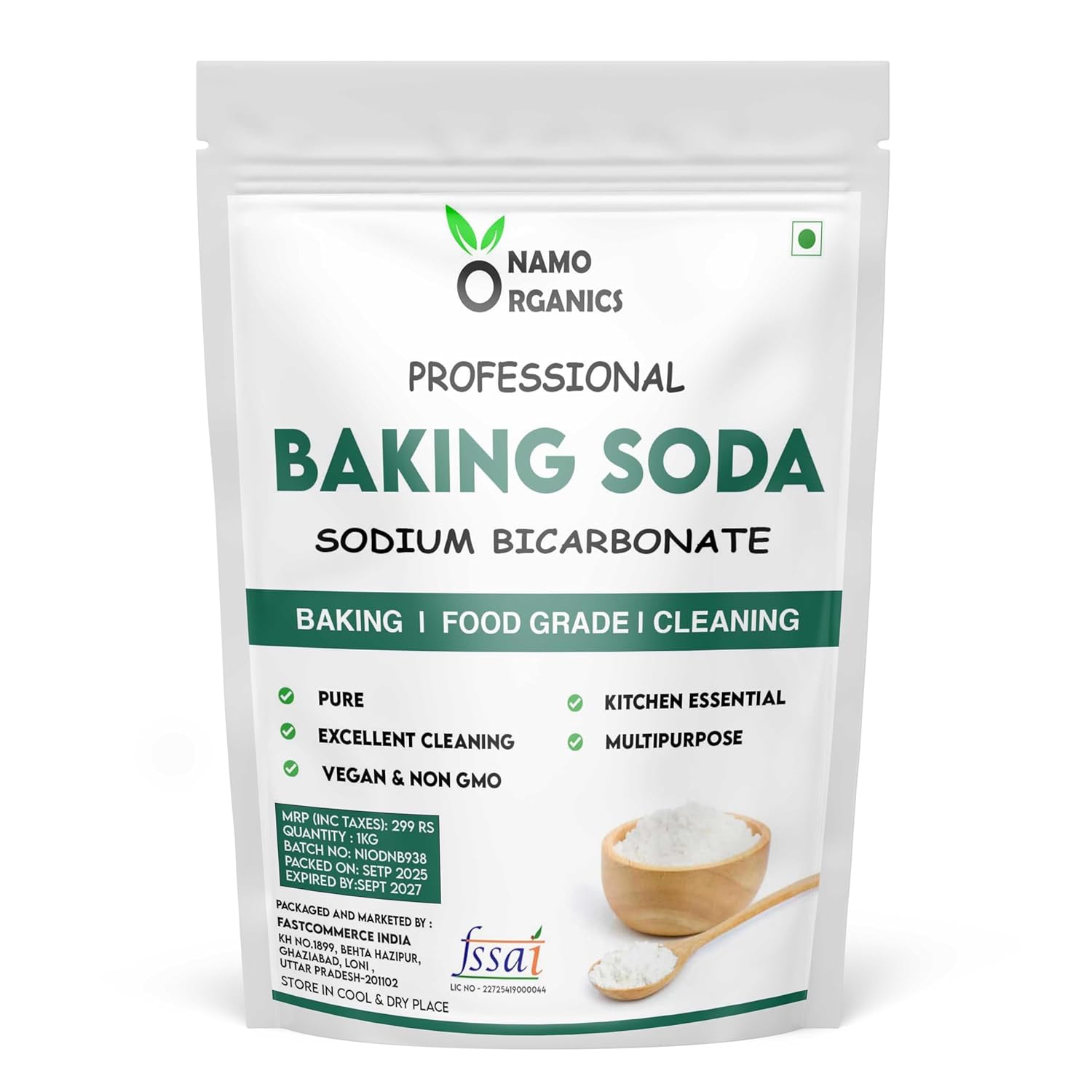 Pure Baking Soda - 1 Kg - Food Grade Sodium Bicarbonate, Perfect for Baking | Cooking | Cleaning - Triple Refined