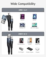 Vista 5 de Paquete de 2 cables USB C a USB C, cable de carga para iPad de 6 pies, PD de 60 W, tipo C, cable USBC de carga rápida compatible con iPad Pro USB-C