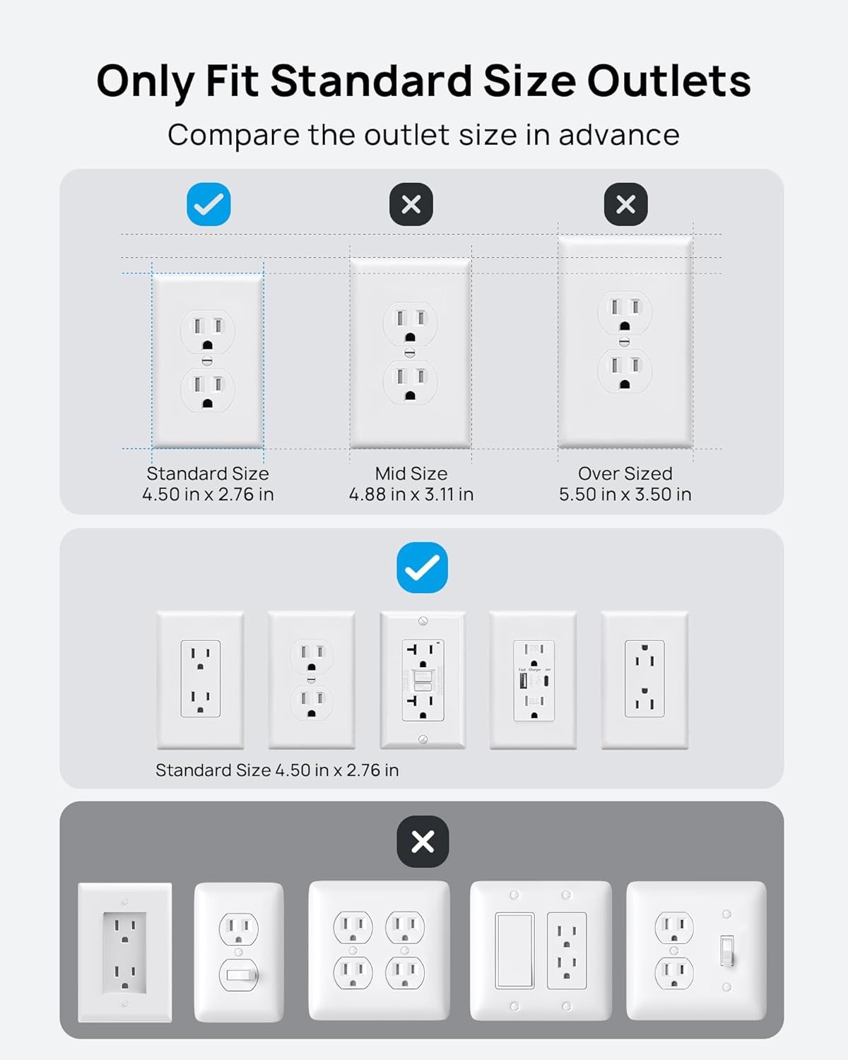 TROND Flat Outlet Cover Extender - 6FT Flat Extension Cord with 8 Outlet and 4 USB, Ultra-Thin Power Strip Cord Concealer with 1700 Surge Protector, Idea for Home Improvement to Hide TV Messy Cord