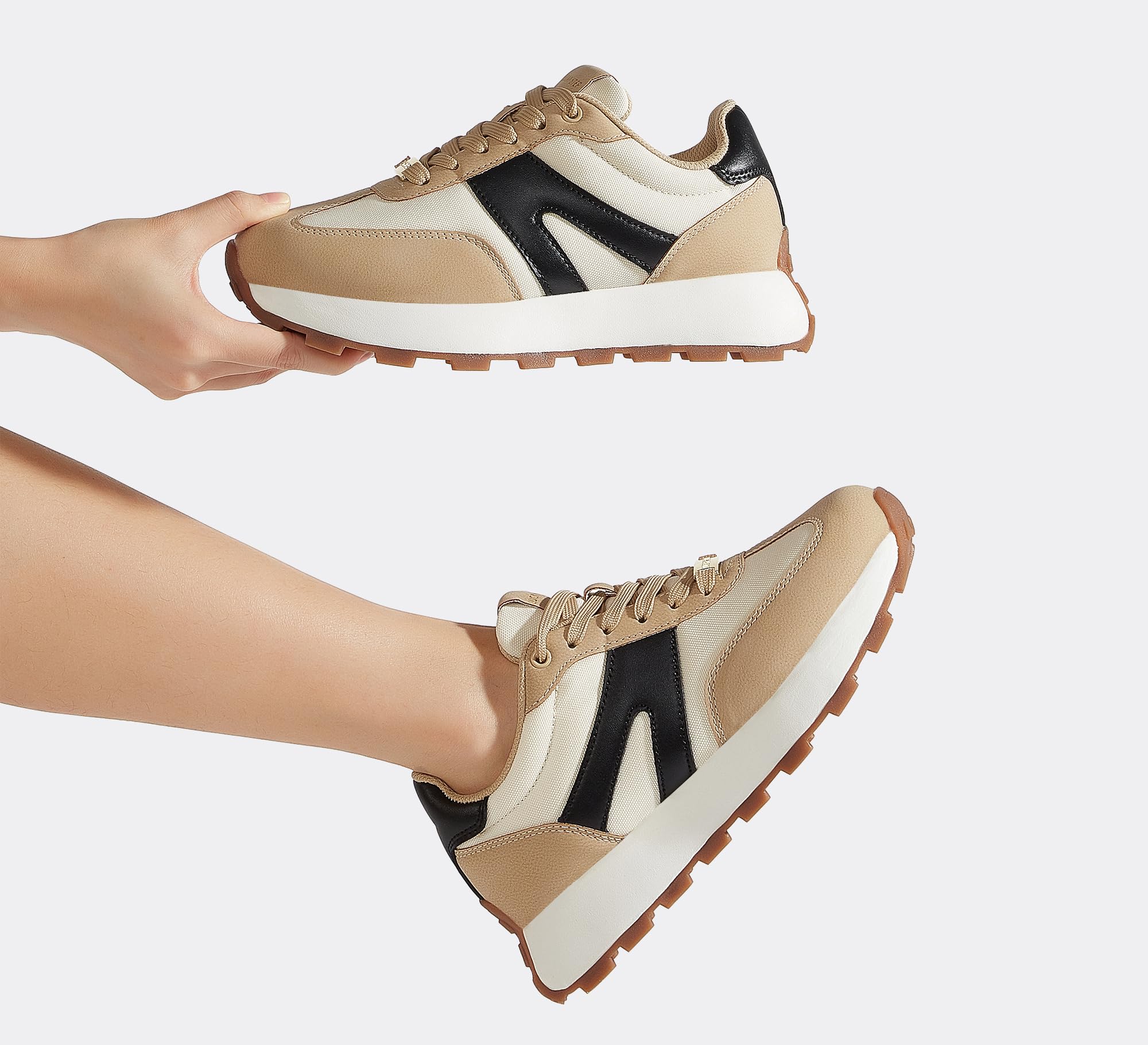 LUCKY STEP Zapatillas de Plataforma para Mujer – Clásicas y Retro, Zapatos de Moda con Cordones para Correr, Tenis y Uso Diario