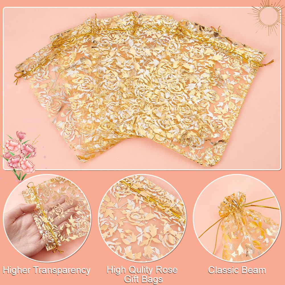 PandaHall 100pcs Sachet En Organza Blanc 5 Tailles Sacs à Cordon