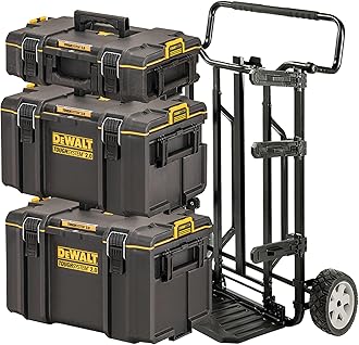 DEWALTTOUGHSYSTEM DWST83401-1 4-in-1 Kit - 3 Small, Medium and Large Capacity Boxes and 1 Trolley - IP65-700 x 620 x 1113 mm - Robust - TAG Tool Connect