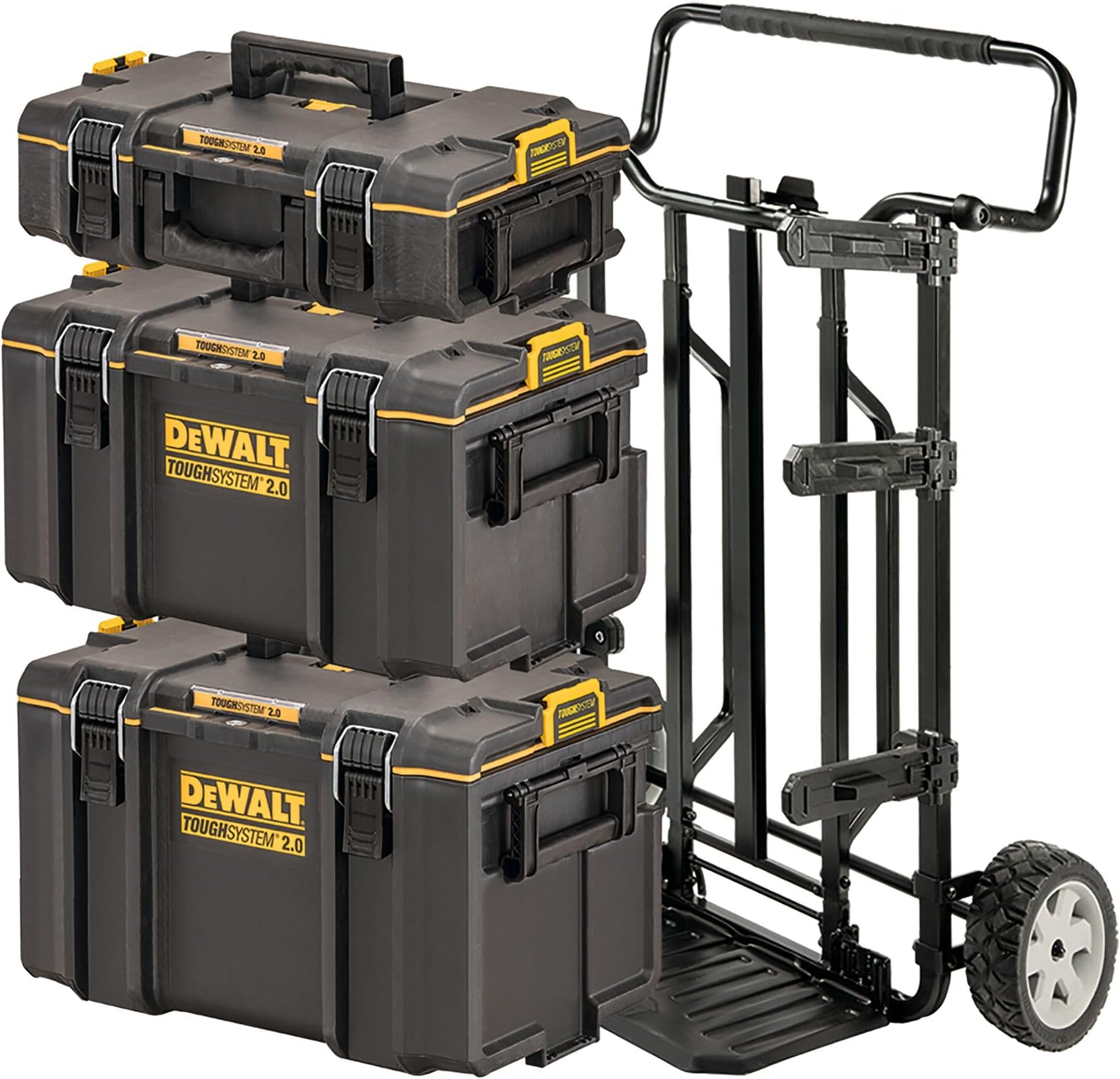 DEWALTTOUGHSYSTEM DWST83401-1 4-in-1 Kit - 3 Small, Medium and Large Capacity Boxes and 1 Trolley - IP65-700 x 620 x 1113 mm - Robust - TAG Tool Connect