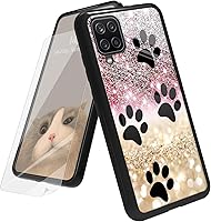 Vista 170 de Funda para Samsung Galaxy A12 5G con protector de pantalla, parte trasera de vidrio templado + TPU de silicona suave que absorbe los golpes