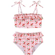 YOUNGER TREE Toddler Swimsuit Girl Two Piece Bathing Suit Ruffle Adjustable Straps Bikini Set Baby Summer Beach Swimwear