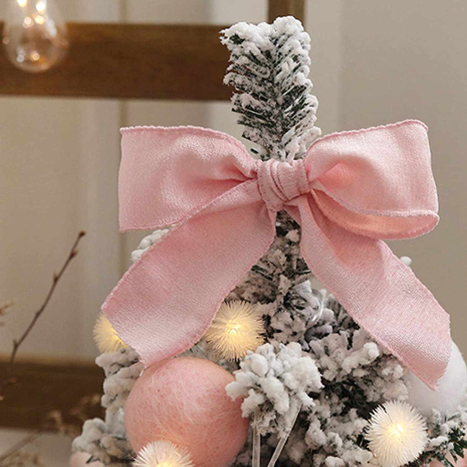 Albero Di Natale Da Tavolo Mini Decorato Con Fiocco E Palline Colorate - Centrotavola Festivo Per Interni, Riutilizzabile Ogni Anno