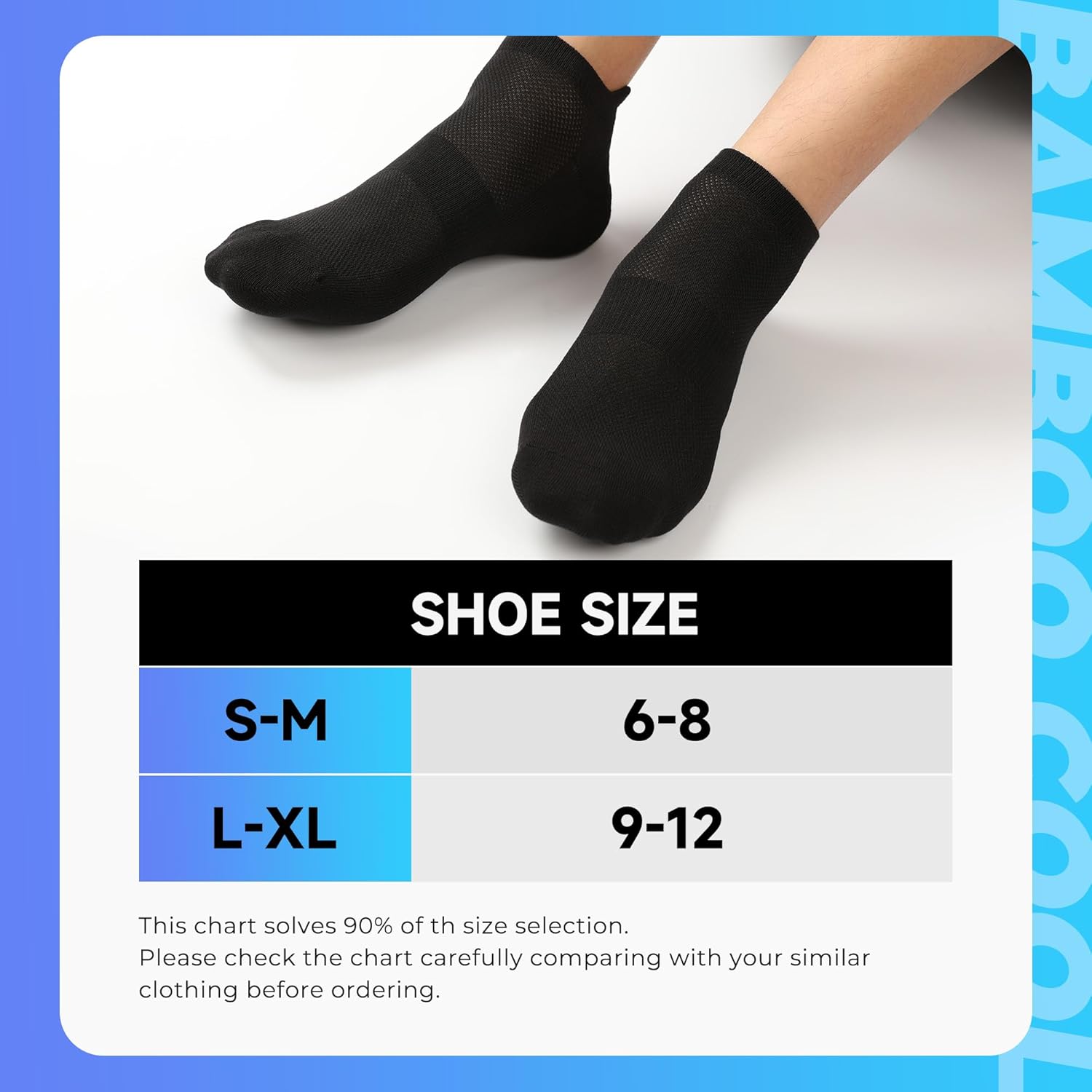 BAMBOO COOL Men's Ankle Socks Athletic Low Cut Heel Tab Cushioned Moisture Wicking, Running Arch Support Breathable, 8 Pack - Image 7