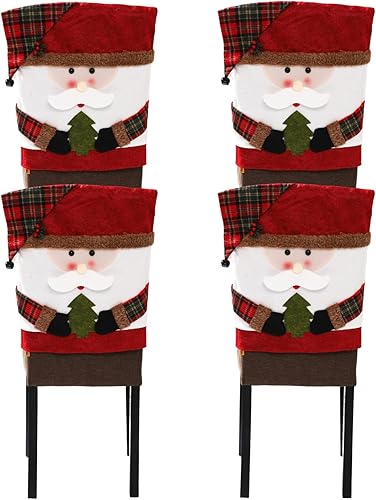 4 fundas protectoras extraíbles para silla de comedor, decoración navideña para el hogar, comedor, cocina, fiesta, Papá Noel, 4 unidades