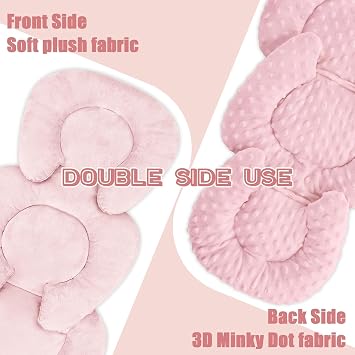 Infant Car Seat Insert Head and Body Support, GFU Reversible Newborn Insert for Carseat with Strap Pads, Soft Stroller Cushion Pillow Insert for Boys and Girls, Fits for Stroller, Swing, Pink
