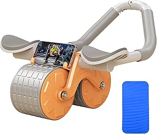 Rueda de ejercicio abdominal de rebote automático, entrenador de fuerza central, equipo de entrenamiento abdominal, equipo de fitness en casa, rodillo de silencio, diseño de doble rueda, con