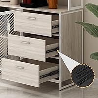 Vista 7 de Armario grande de cocina, armario de almacenamiento con 3 puertas de metal, 3 cajones y estante para microondas, para almacenamiento abierto