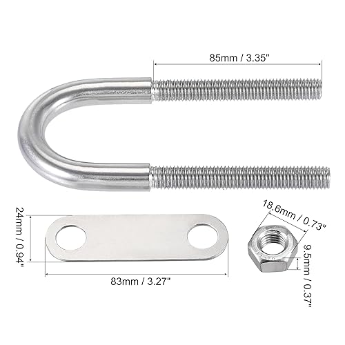 Miniatura 4 de Perno en U redondo M12x46mmx150mm Acero Inoxidable 304 con Placa de Tuerca