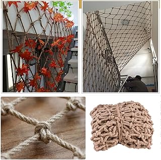 Outdoor Mesh Rope Climbing Netting Heavy Duty Children Hemp - Stair Anti-Fall Jute Twine String Cargo Background Wall Decorative (1×8m, 6mm/8mm, 6cm/8cm/10cm/12cm/15cm) Safety Net for Kids
