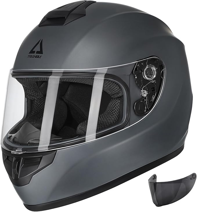 TRIANGLE Motorcycle Helmets Full Face Motorcycle Helmet for Men & Women with Tinted and Clear Visor Meet Dot Approved