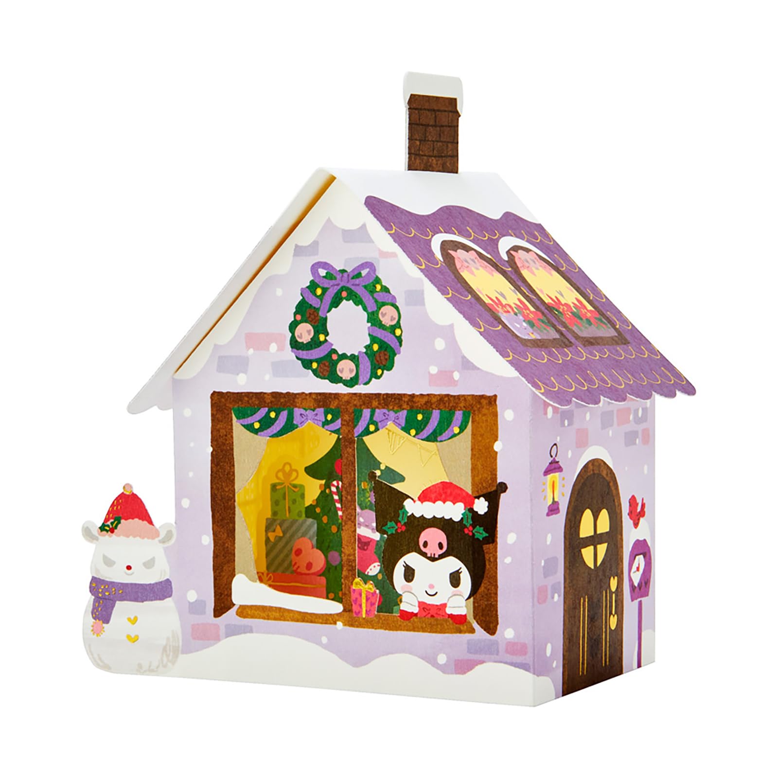 マイメロディ クリスマスジオラマボックス グリーティングカード クリスマス ライト＆メロディー 金の枠に