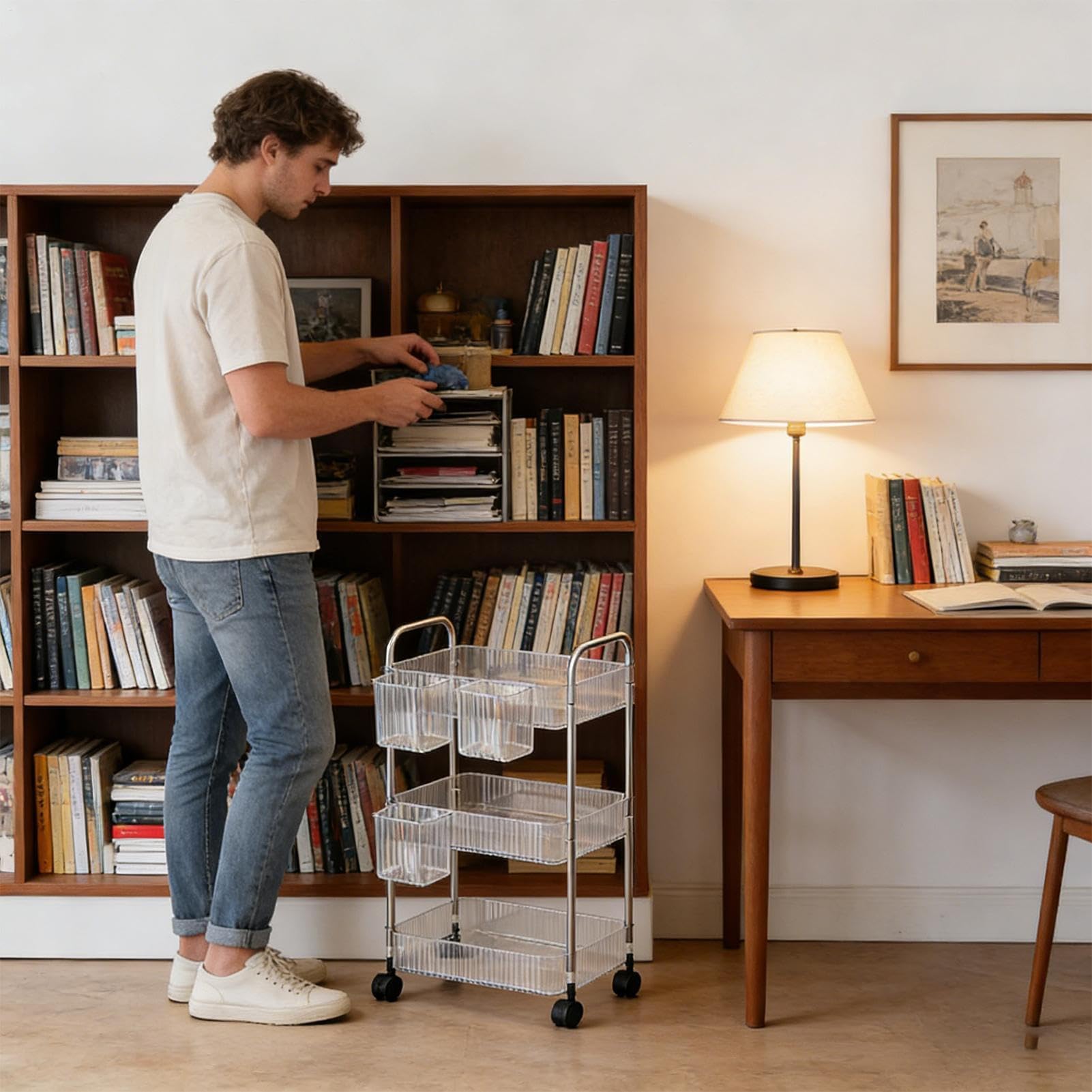 Carrito rodante multifuncional, versátil para manualidades, sala de estar, cocina, baño y lavandería, carrito le Utili con amplio espacio