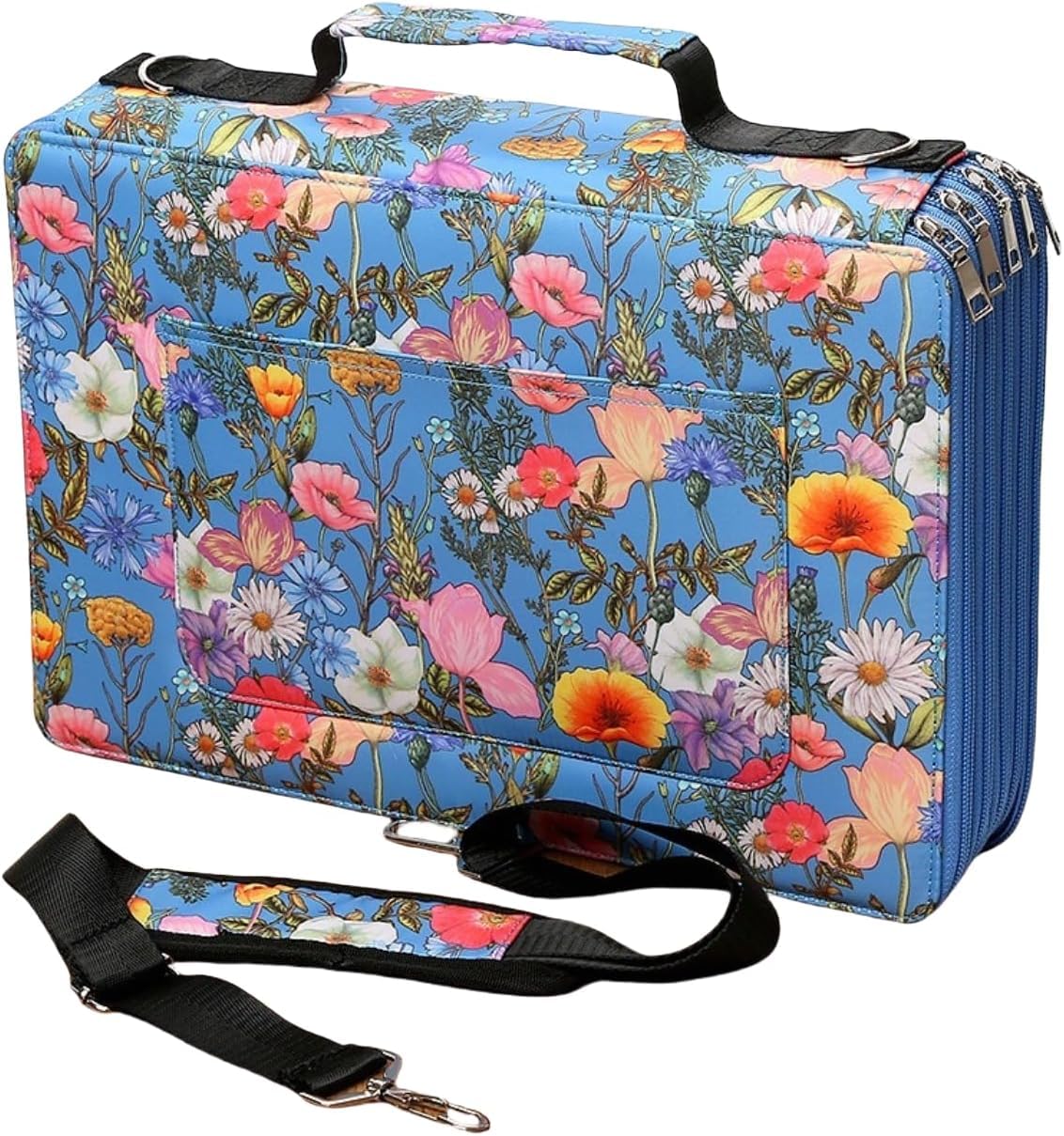 Astuccio per matite colorate, 480 scomparti con cerniera, portapenne per matite, penne, pennarelli, per scuola e ufficio, con astuccio, grande capacità, blu, organizer per borse, Blu, /