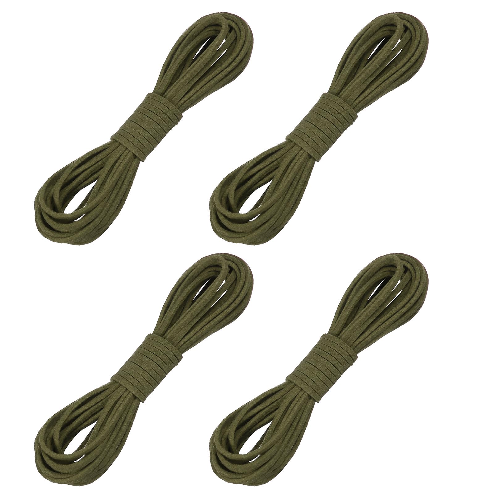 sourcing map 4 Pcs Faux Suede Leather Cord, 2.6mm x 5.5 Yards Flat Thin String Leather Crafting Rope Thread for Jewelry Making Necklace Bracelet DIY Handmade Crafts, Deep Green