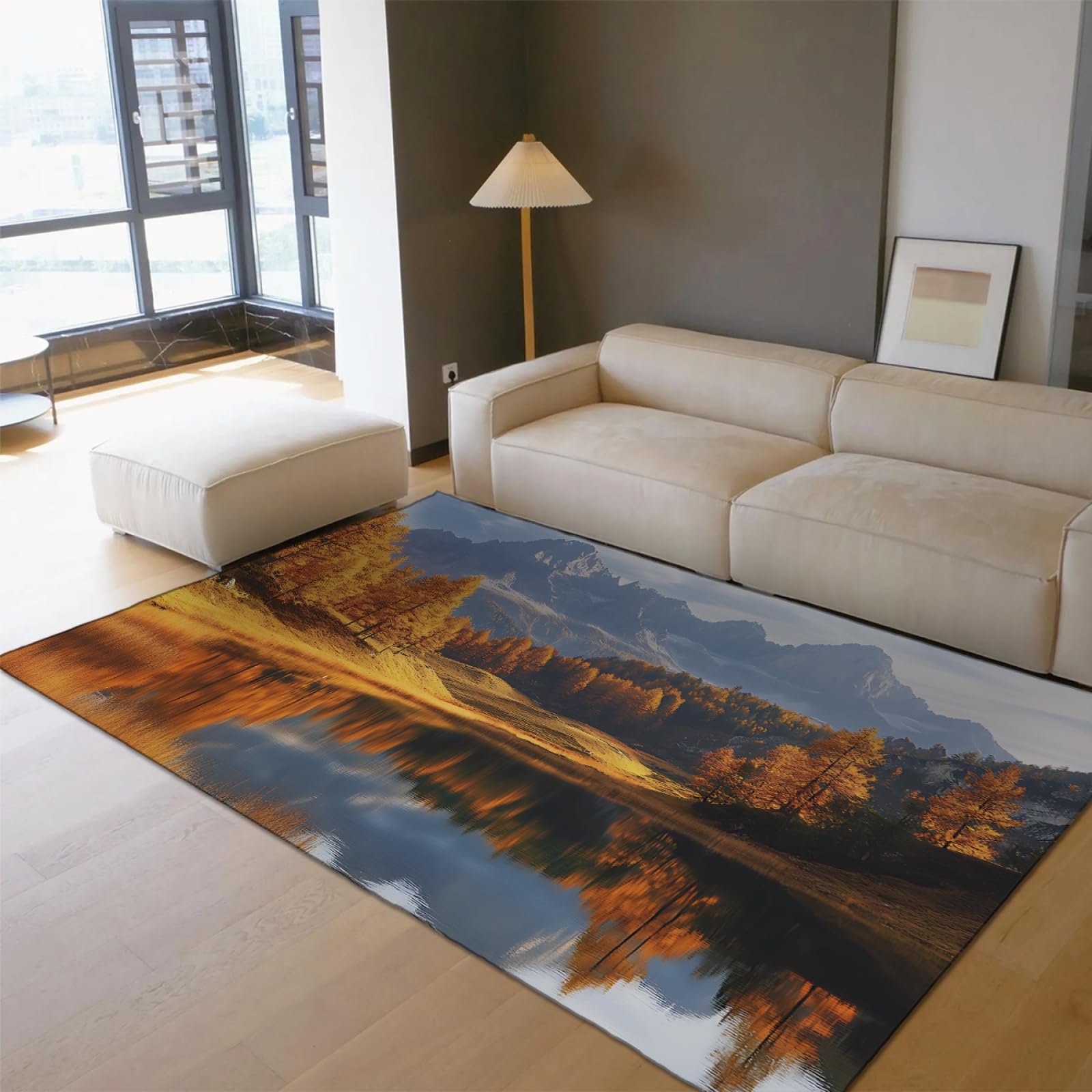 Tapis à séchage rapide automne 180x240 cm grand format lavable pour salon