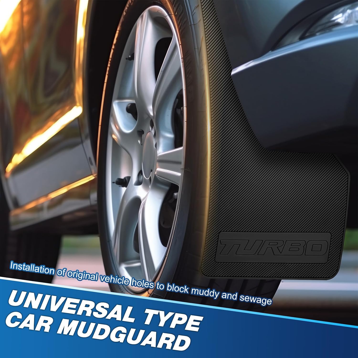 4 Pcs Universal Black Soft Rubber Mud Flaps - Prevent Mud Splashes, Enhance Appearance, Easy Install, Waterproof & Scratch Resistant - Ideal for Sedan SUV and Urban/Suburban Cars -Turbo