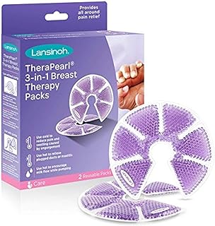 Lansinoh TheraPearl 3-in-1 Hot or Cold Breast Therapy Pack with Cover, 2 Count