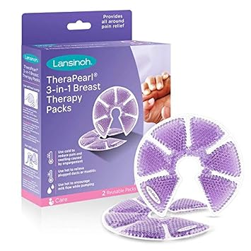  Lansinoh TheraPearl 3-in-1 Hot or Cold Breast Therapy Pack with Cover ، عدد 2 
