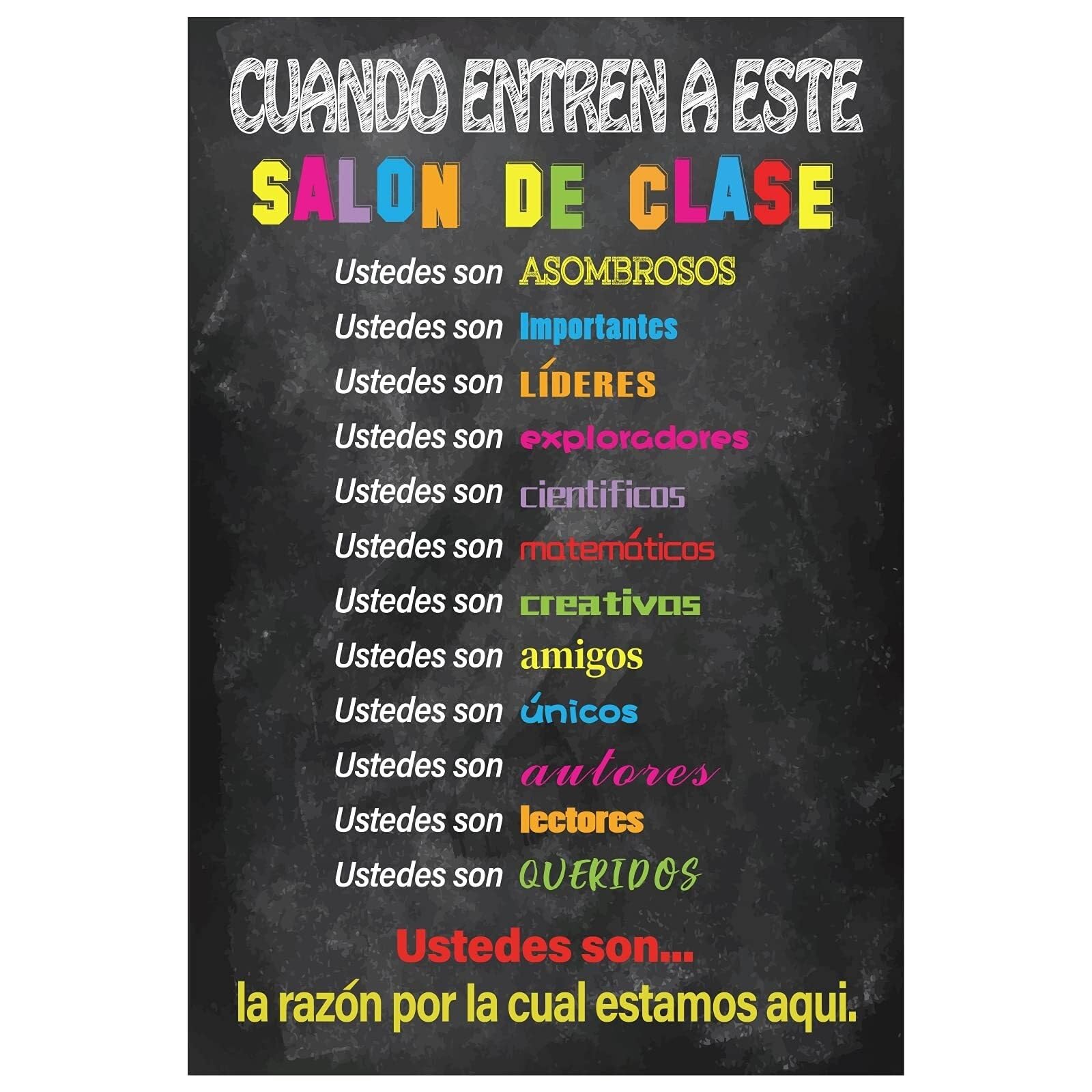 MDBJTCYZN Inspirational Spanish Poster Español Motivational Classroom Decor for Back to School Teacher Supplies Kindergarten Elementary High(Framed,08x12inch(20x30cm))