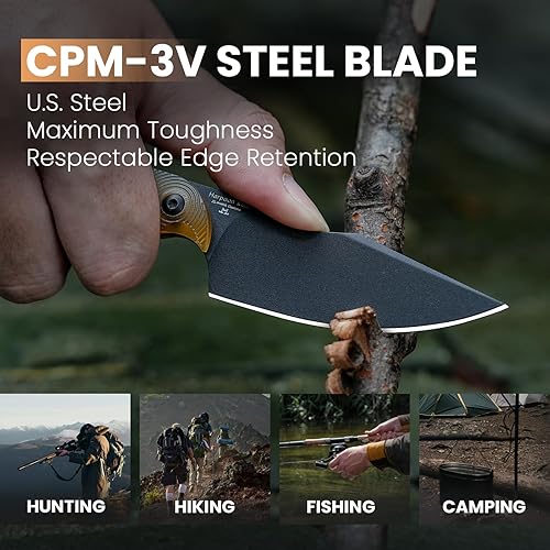 Miniatura 67 de Kizer Mini Harpoon Cuchillo de hoja fija con funda, cuchillo de caza de hoja de 3 V con mango G10, cuchillos pequeños EDC de hoja fija para camping