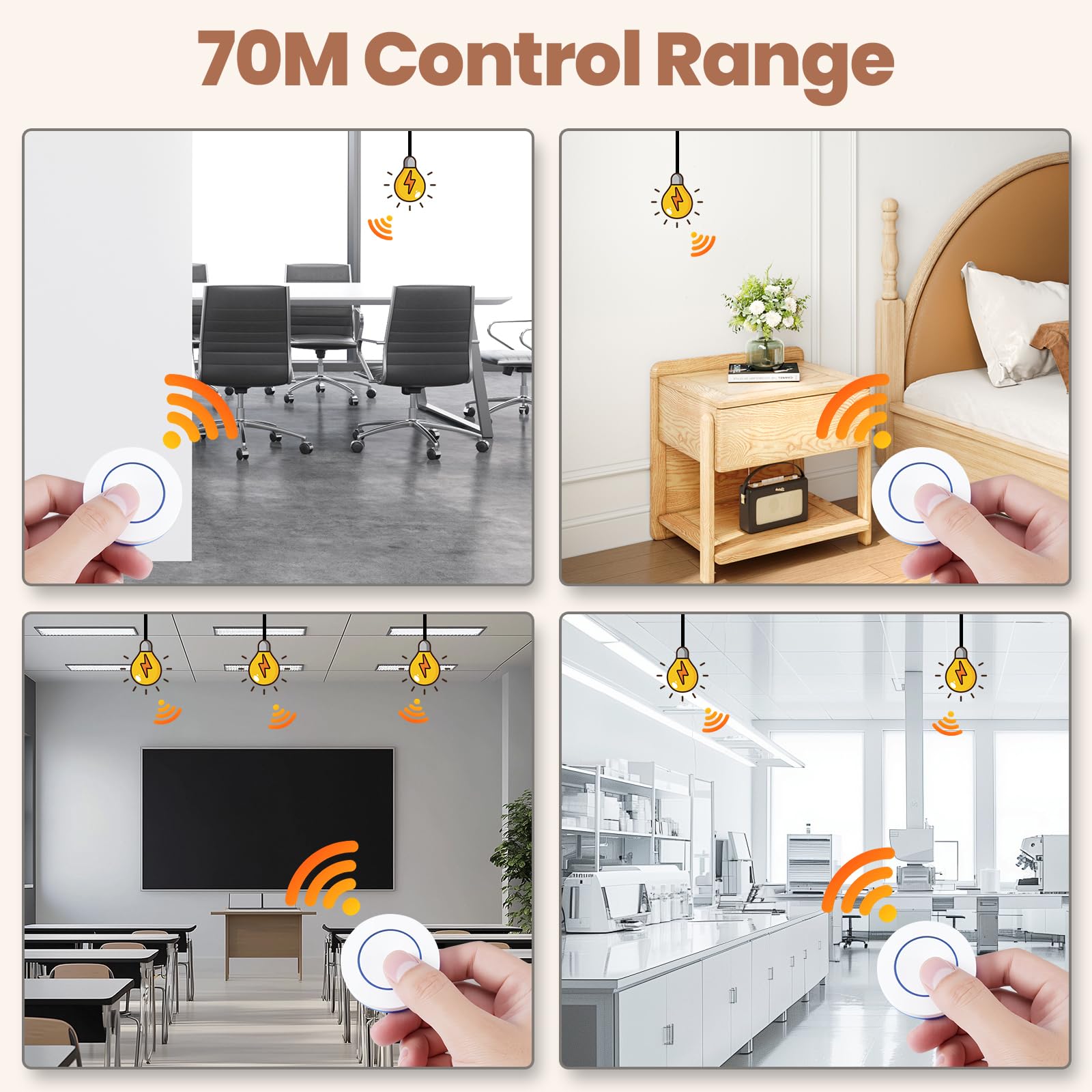 Interruttore radio luce 230 V, set di interruttori della luce wireless con telecomando fino a 30 metri, interruttore della luce senza batteria per lampade fino a 1500 W, facile da installare, set di