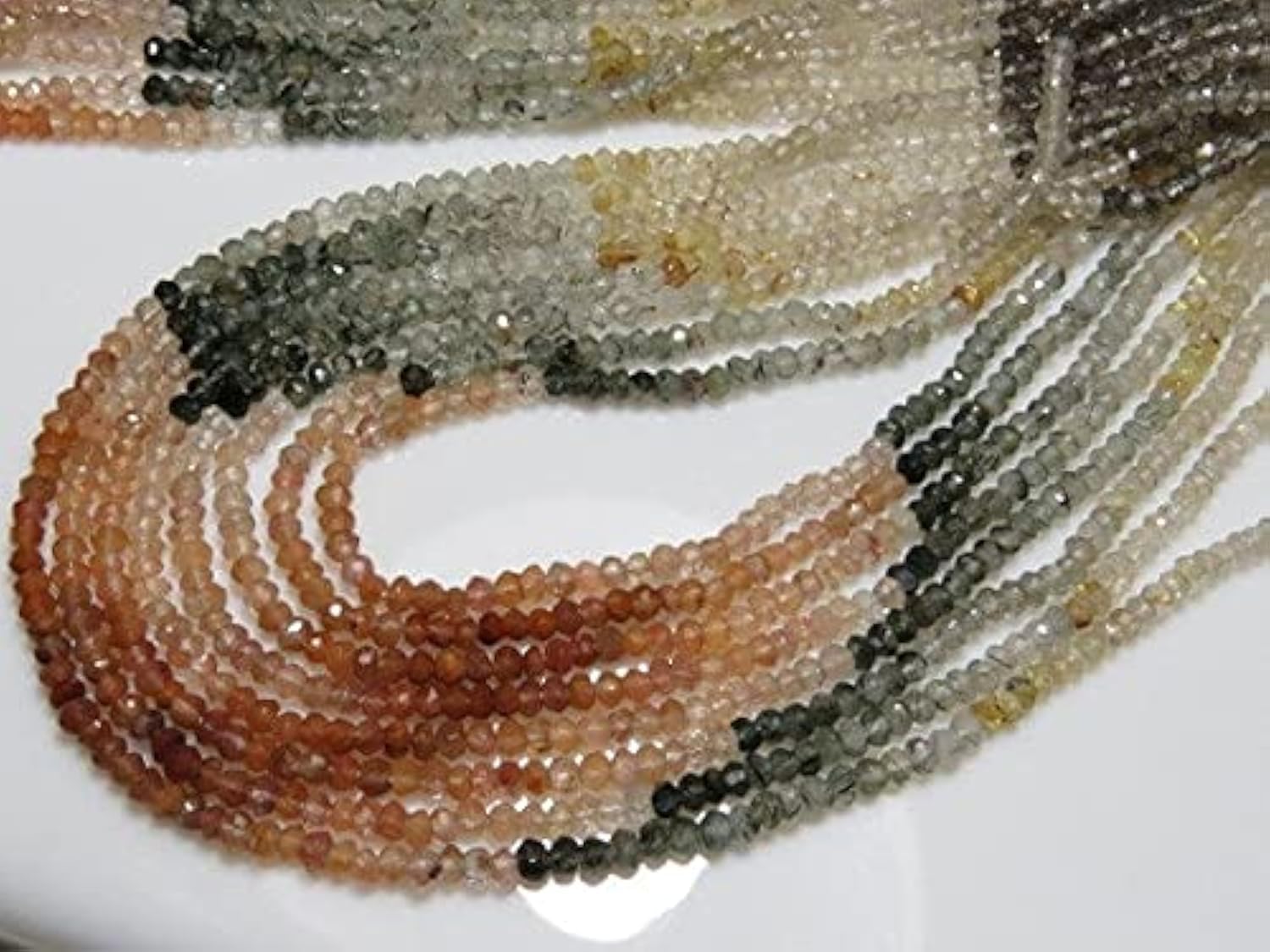 Perles quartz rutilé multicolore rondelles 3 mm pour réparer et personnaliser un collier