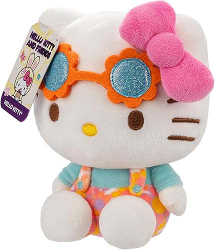 Miniatura 4 de Peluche de Hello Kitty de 8 pulgadas con overol de Pascua de primavera, con licencia oficial, lindo juguete de peluche suave coleccionable de Hello