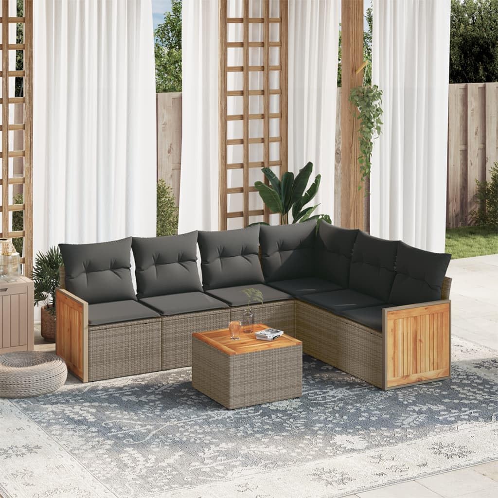 Destockage mobilier de Jardin,Salon,Salon Jardin Enfant,Salon de Jardin avec Coussins 7 pcs Gris résine tresséeConvient pour Les Jardins, Les Salons et Les patios