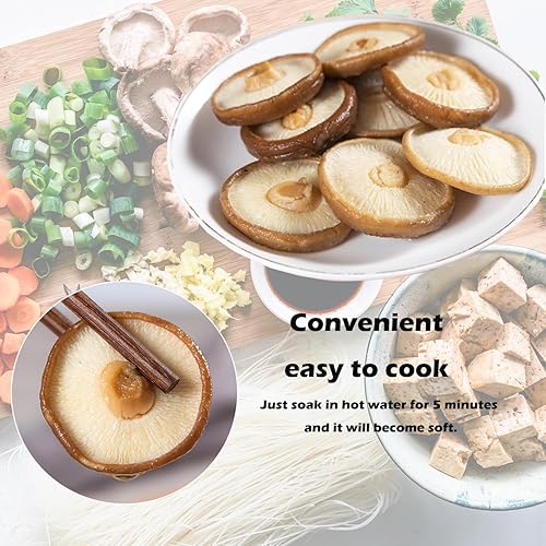 Miniatura 3 de VIGOROUS MOUNTAINS Setas Shiitake secas para cocinar, tapa fina de aroma puro sin tallo, se rehidrata rápidamente, textura suave, hongos secos