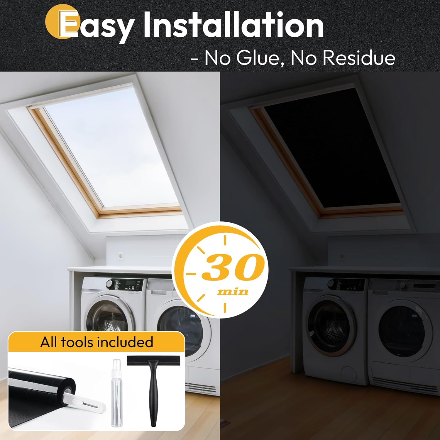 rabbitgoo Blackout Window Film 100% Light Blocking, Static Cling No Glue Easy Install, Removable Room Darkening Window Cover for Daytime Sleep, Bedroom, Nursery, Home Theater, 23.6" x 157.4"