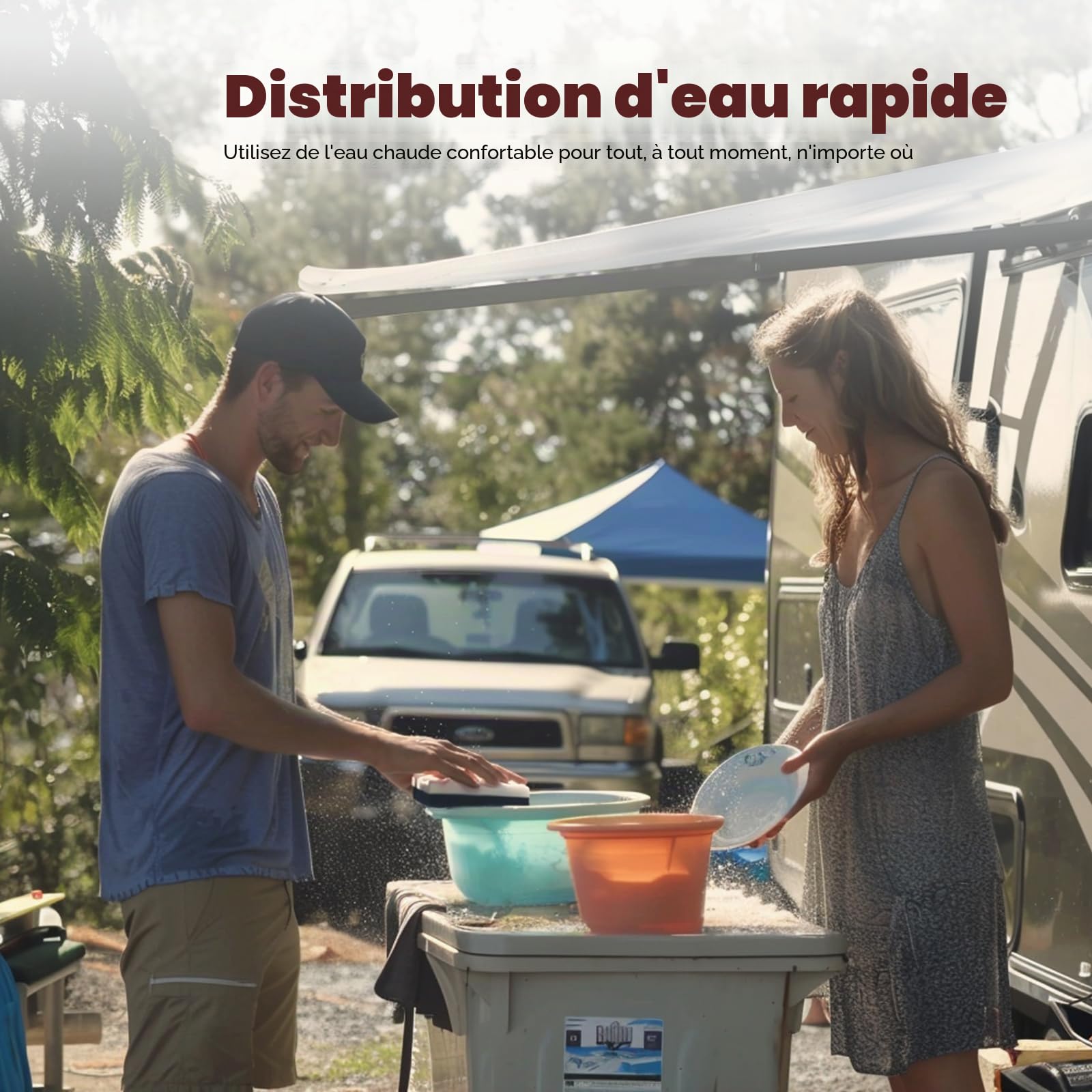 GASLAND BS264 Chauffe-eau à gaz de 10 L,propane(37mbar)/butane(28-30mbar),chaudière instantanée à GPL avec poignée pour camping-car, camping, douche, lavage de cheval