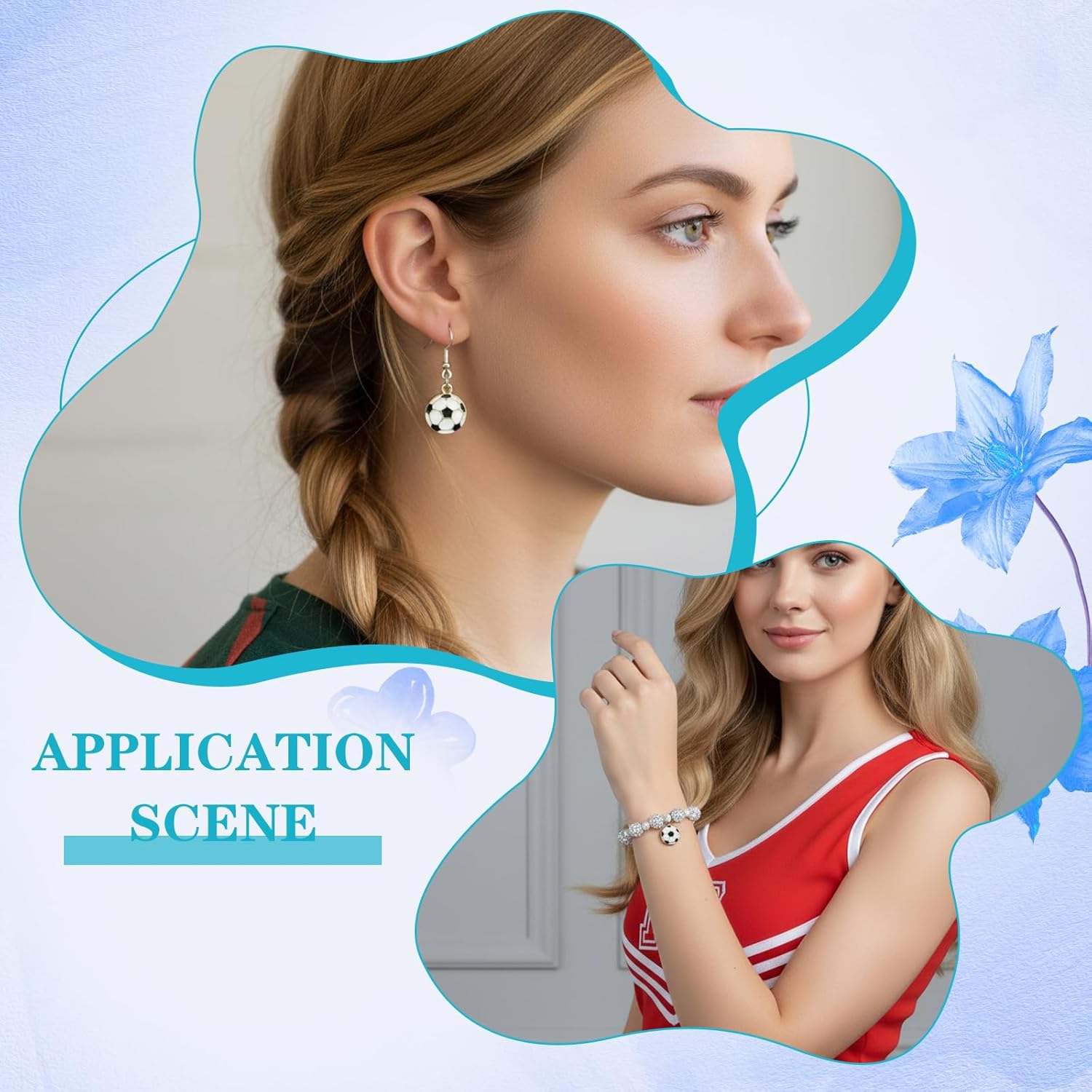 60 Pcs Enamel Soccer Charm Football Charms, Alloy Sports Charms Ball Soccer Pendants Beads for Jewelry Making Supplies DIY Necklace Bracelet Crafting Adults Teens - Image 2